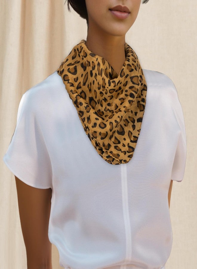 CaySep Womens Soft Lightweight 27'' Leopard-Print Fashion HeadScarf Neck Hair Small Square Scarf - Image 4